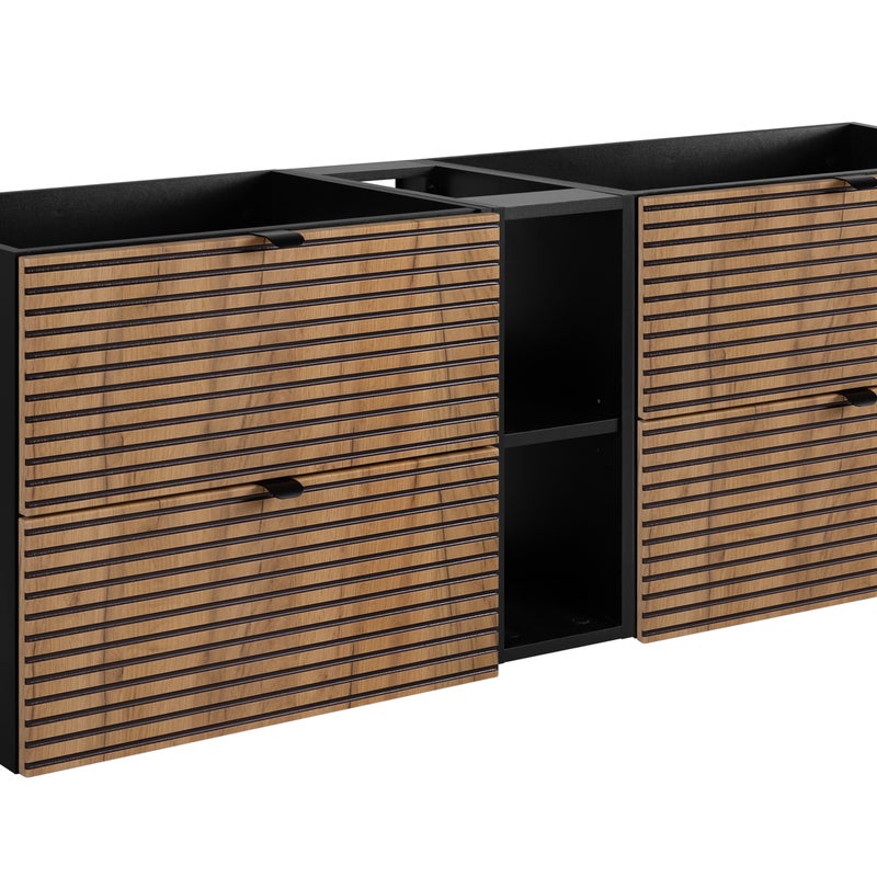 Szafka łazienkowa AURA 180 cm czarna dąb craft złoty frezowane fronty