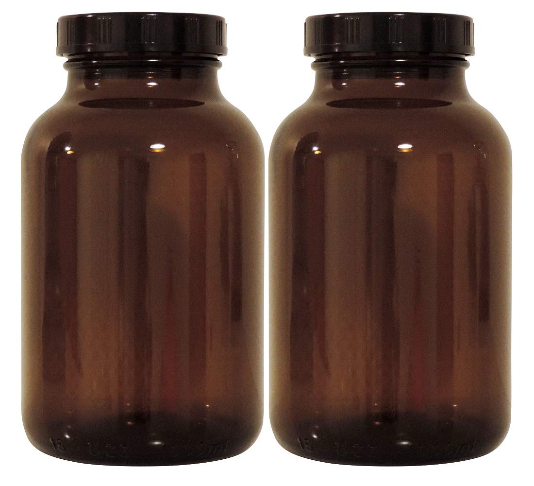 Viva Haushaltswaren Set di bicchieri da farmacia, 6 x 500 ml, con tappo a vite e etichette, made in Germany, argento