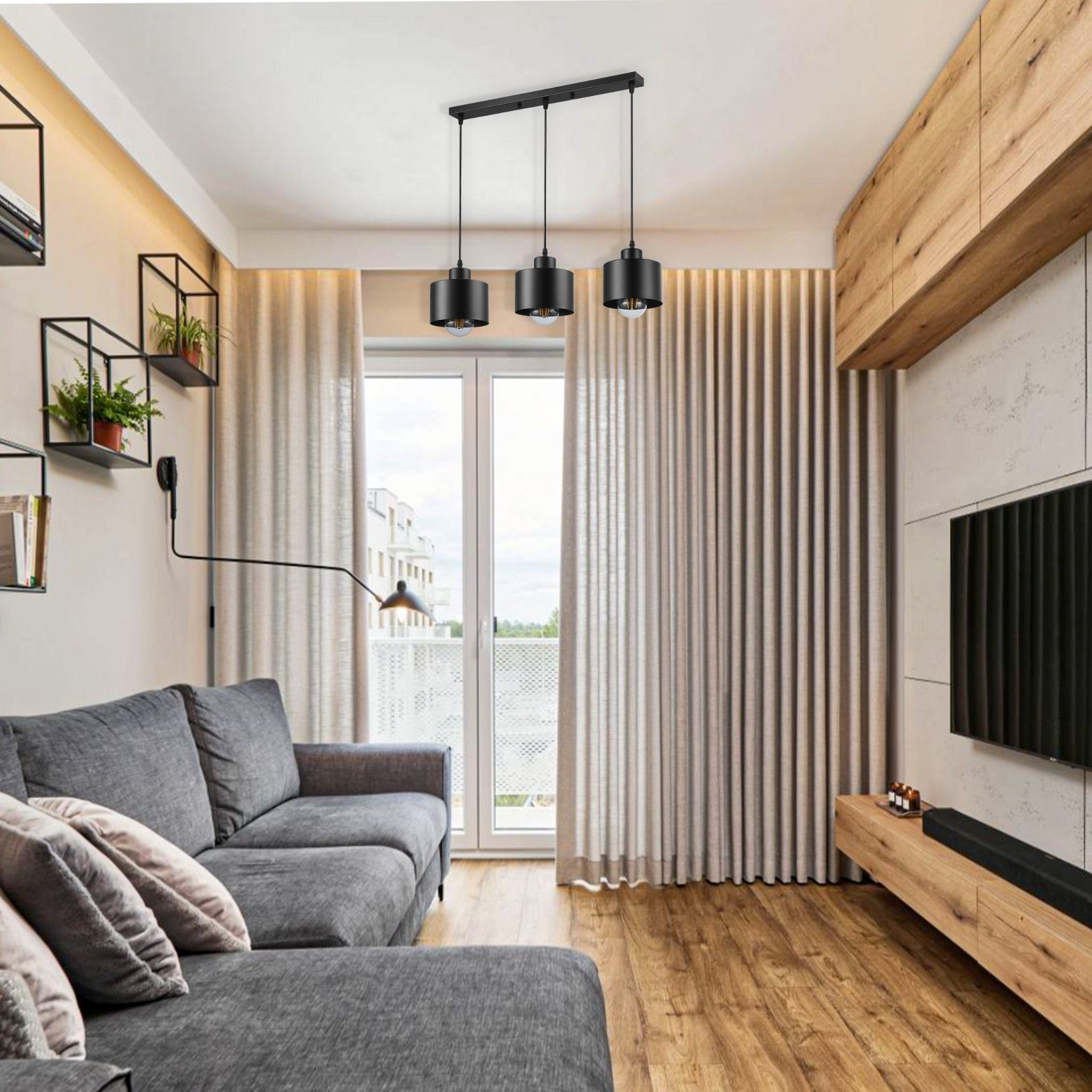 Lampa wisząca sufitowa Elza E27 3-punktowa 100 cm IP20 oprawa czarna MasterLED - 6