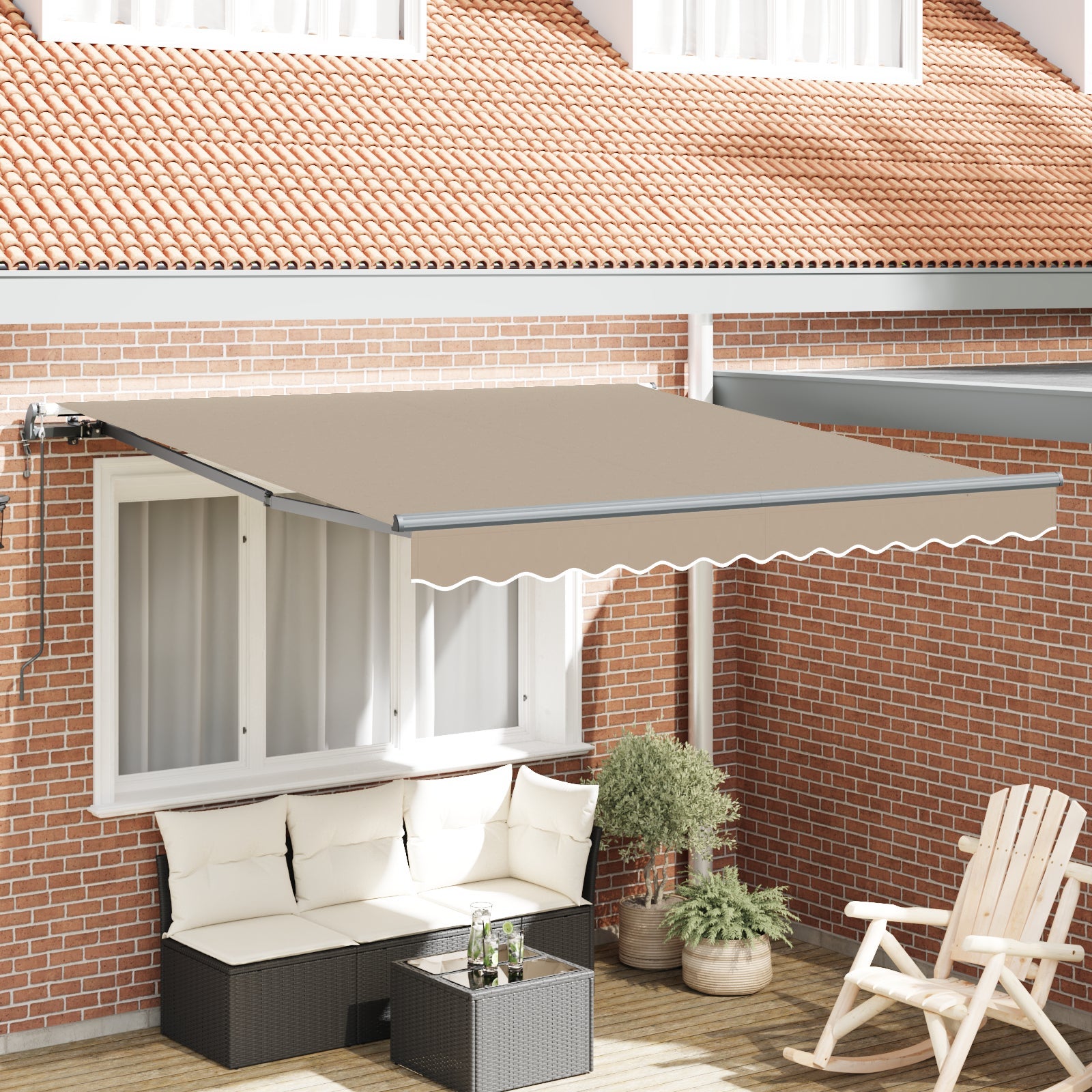 Toldo retráctil automático vidaxl beige 300x250 cm, tela de reemplazo para toldo vidaxl de 3x2.5 m beige