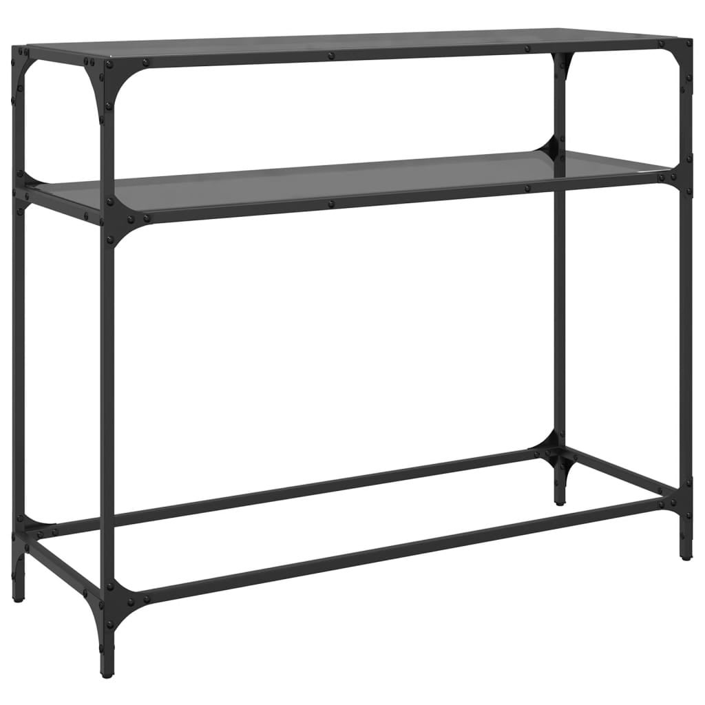 Table console avec plateau en verre noir acier 98x35x81 cm - COMFORTXL - 6