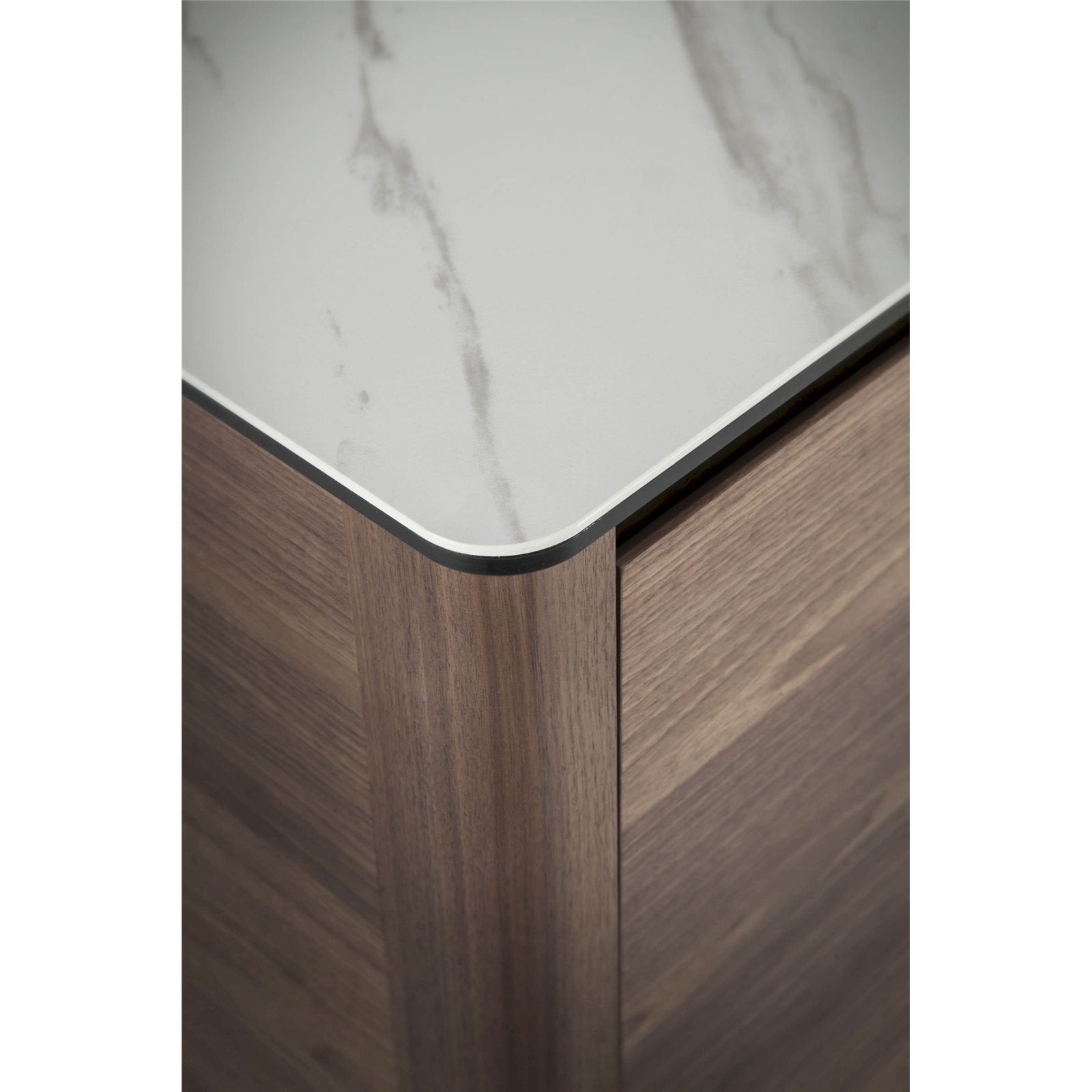 Meuble TV bois revêtement marbre céramique fermeture souple 200 x 45 x 51 cm Noyer, blanc, gris - 4