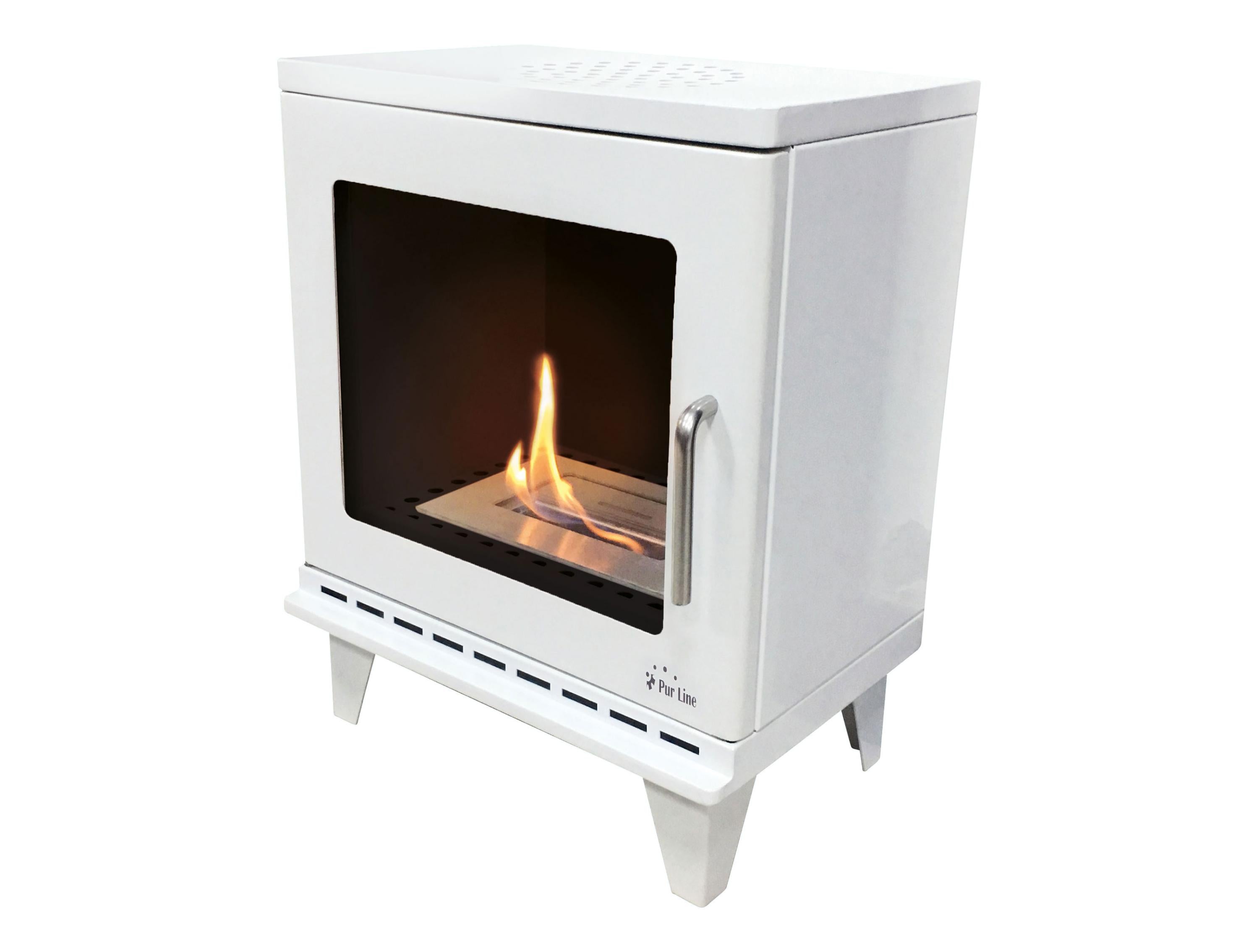 Poêle à éthanol 1,5kW design carré en acier blanc avec pieds Leroy Merlin — free download