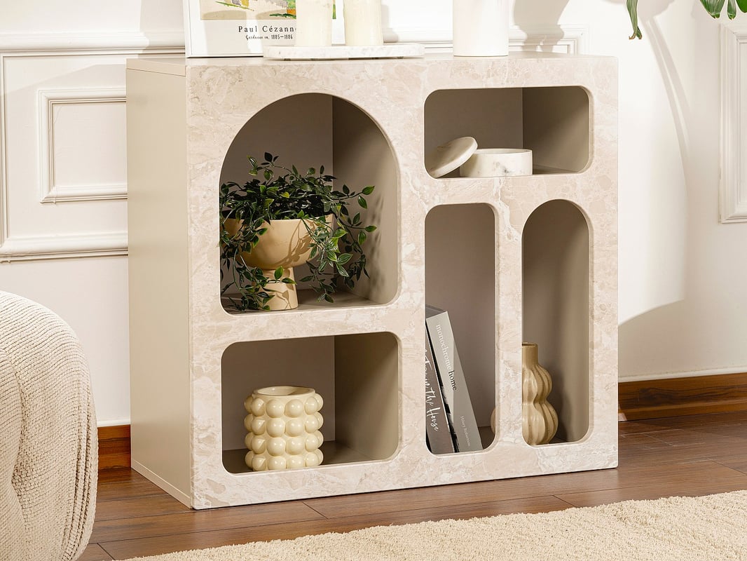 Konsola z 5 wnękami - Efekt beżowego marmuru - LUELA