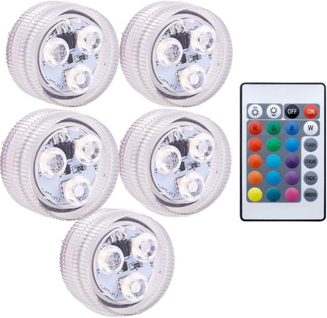 Luz LED subacuática a pilas, 16 colores, apta para estanques y piscinas ...