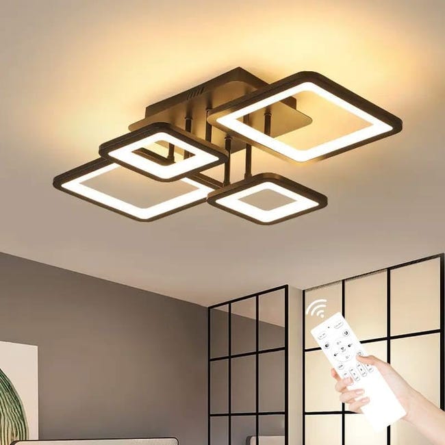 Goeco Lustre LED Plafonnier, Luminaire Plafonnier LED Moderne 22W 2500LM, Lustre Noire pour Goeco Lustre LED Plafonnier, Luminaire Plafonnier LED Moderne 22W 2500LM, Lustre Noire pour
