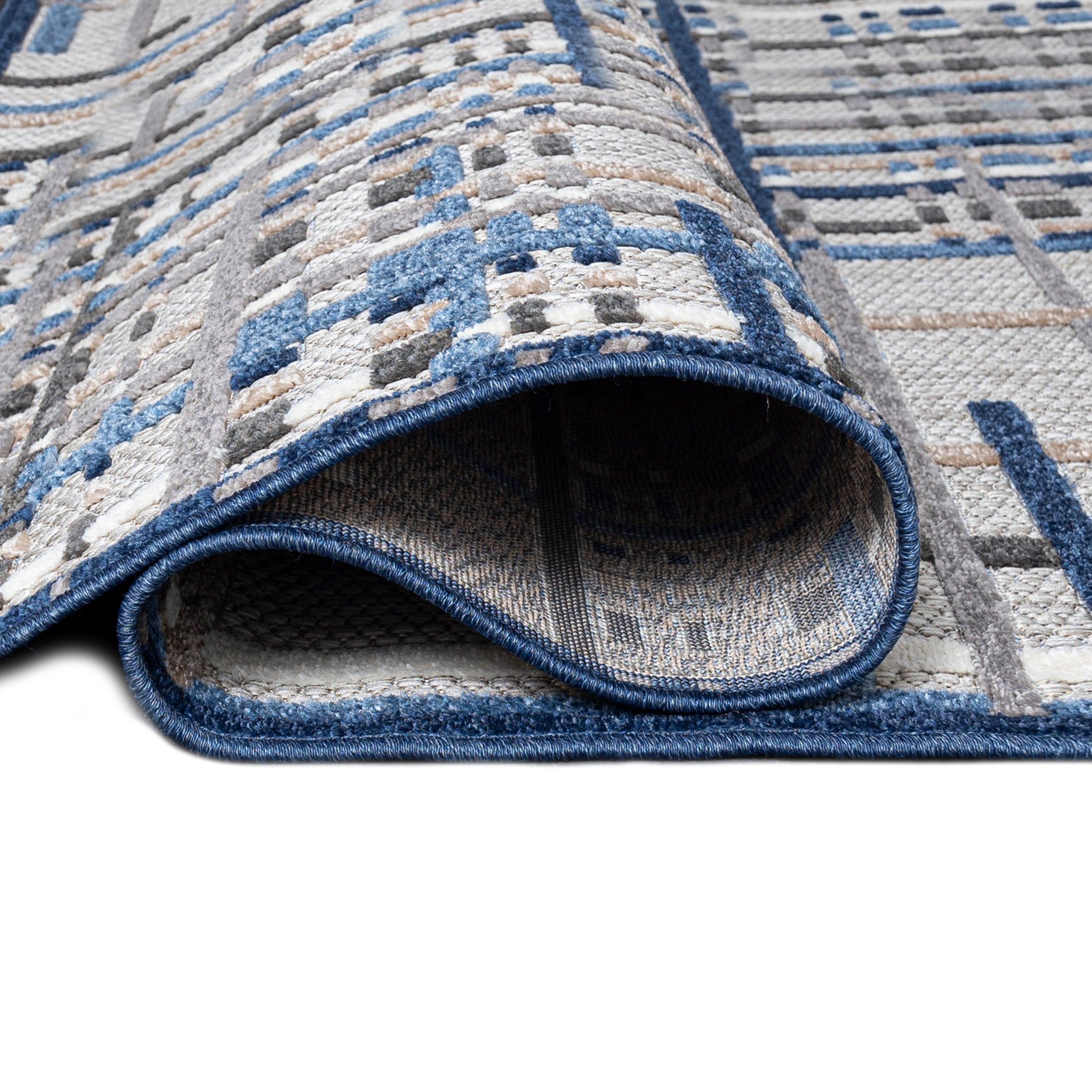 Alfombra plana para interior/exterior Aventura EC86A Mazovia, rectangular, 160 x 230 cm, azul, diseño geométrico, rayas - 5