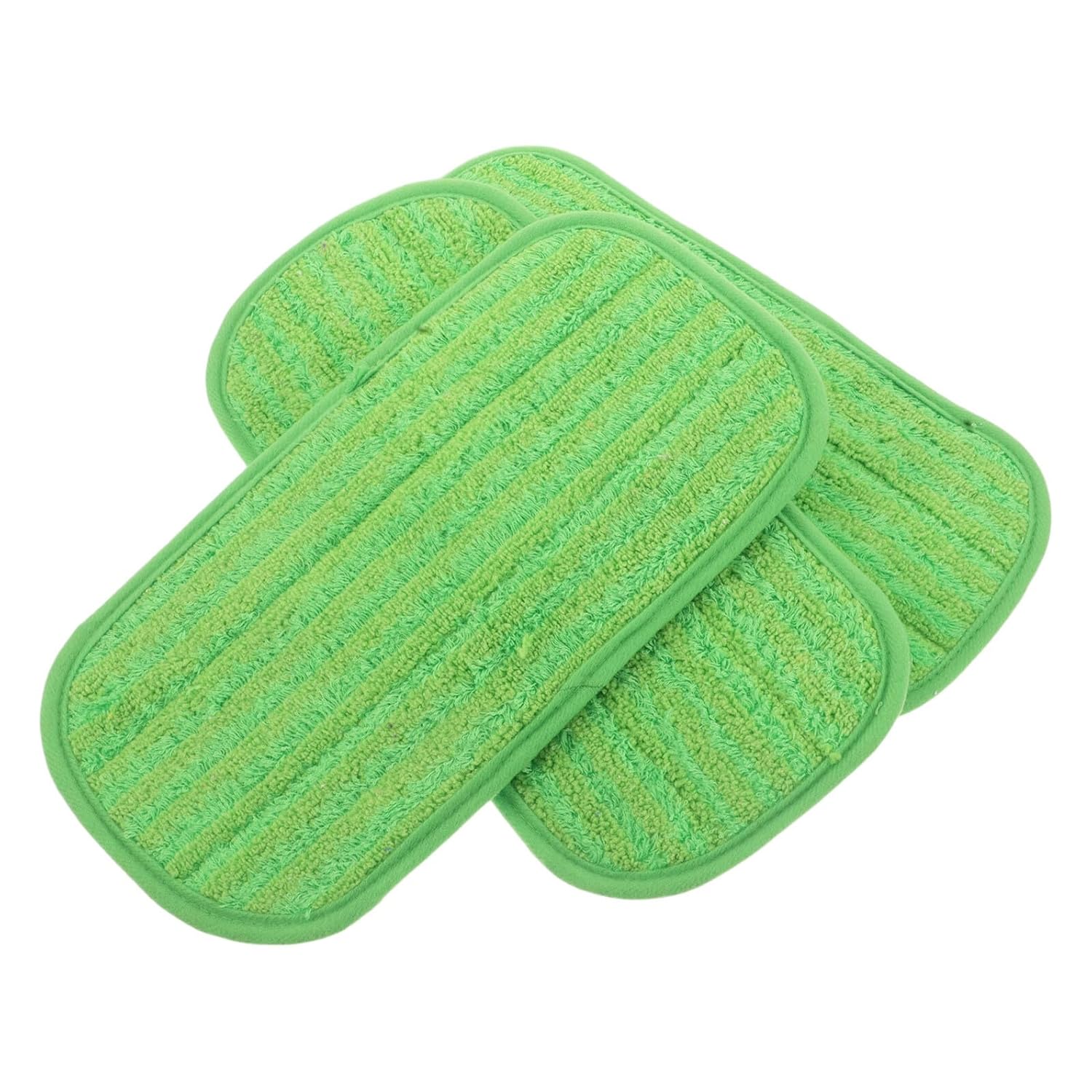 Zestaw 3 wymiennych ściereczek z mikrofibry do mopa płaskiego, zmywalnych i wielokrotnego użytku, 30 x 15 cm, w kolorze zielonym, z zapięciami na rzep