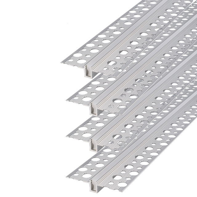 Zestaw 4 szt. aluminiowych listew do montażu w gipsie/płytach gipsowo-kartonowych o długości 1 m do taśmy LED z przezroczystą osłoną 46,5 x 9,4 mm