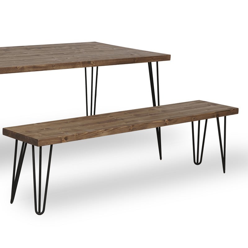 BLENOM Banc en bois massif durable Tule Chêne Antique bord droit 160x33x45cm WN - 2
