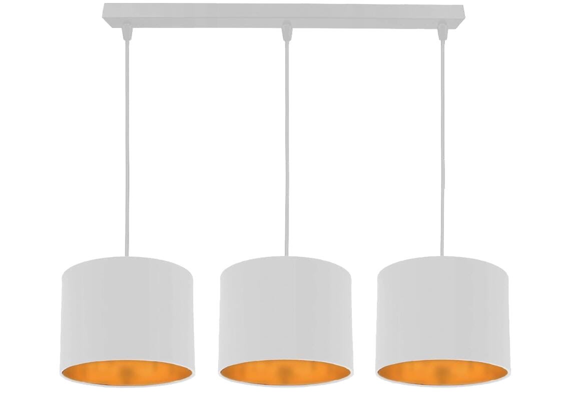 Lampa wisząca Atlanta biało-złota 3xE27x40W wym: 90 x 72 x 20 cm tkanina Candellux