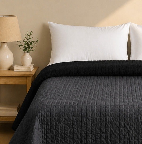 Colcha Bicolor Reversible Antracita/Negro Cama 180cm Donegal Collections - 7