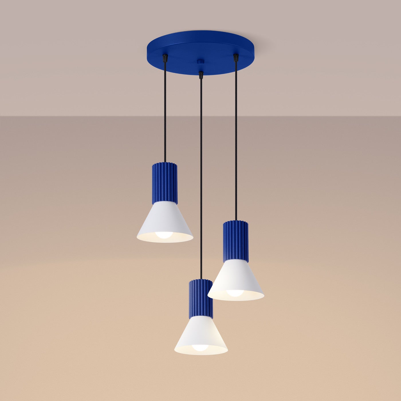 Lampa sufitowa ryflowana ESTRIA ultramaryna 3xE14x15W metal wym:120x30x30cm IP20 Sollux Lighting - 4