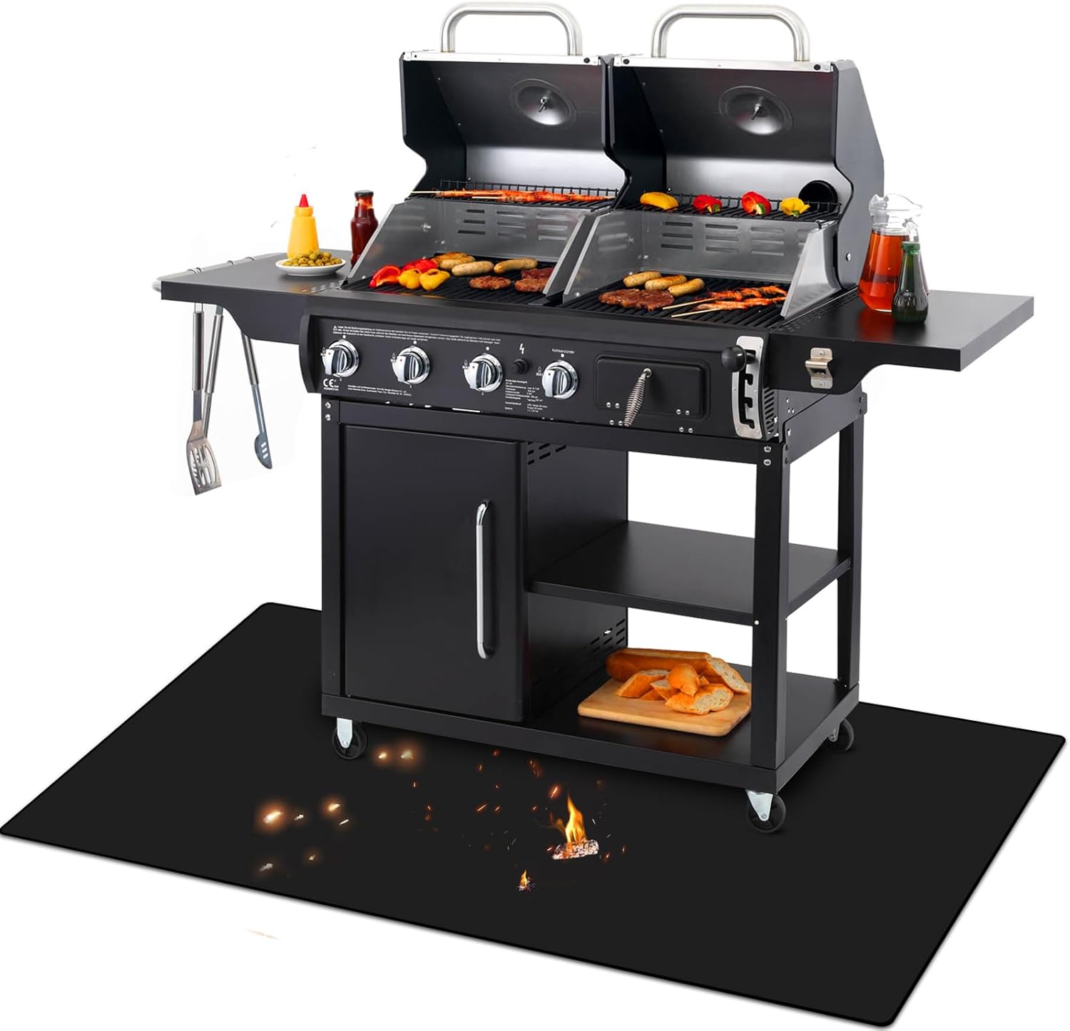 Tappetino Protettivo Valiant Per Barbecue E Fuoco - Resistente Al Calore 68x68 Cm - Argento
