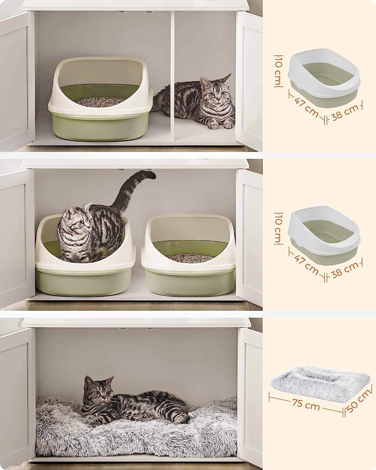 Maison De Toilette Chat, Meuble Litière Chat, Avec Séparateur Amovible, Cache-litière Pour Chat - 3