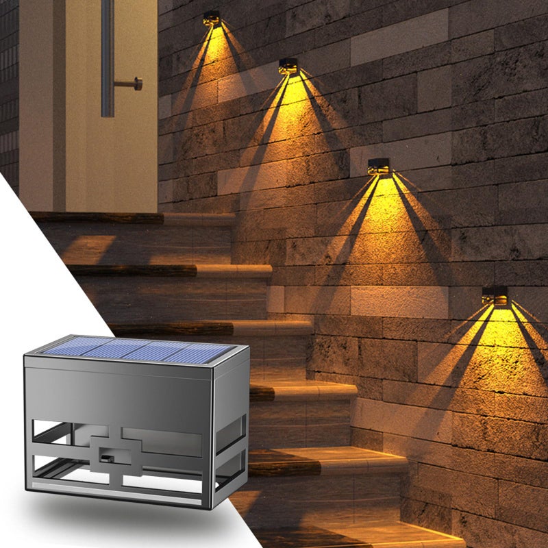 Zewnętrzna solarna lampa ścienna LED, wodoodporna IP65, idealna na taras, do ogrodu, na trawnik i podwórko (światło ciepłe 3 000 K)