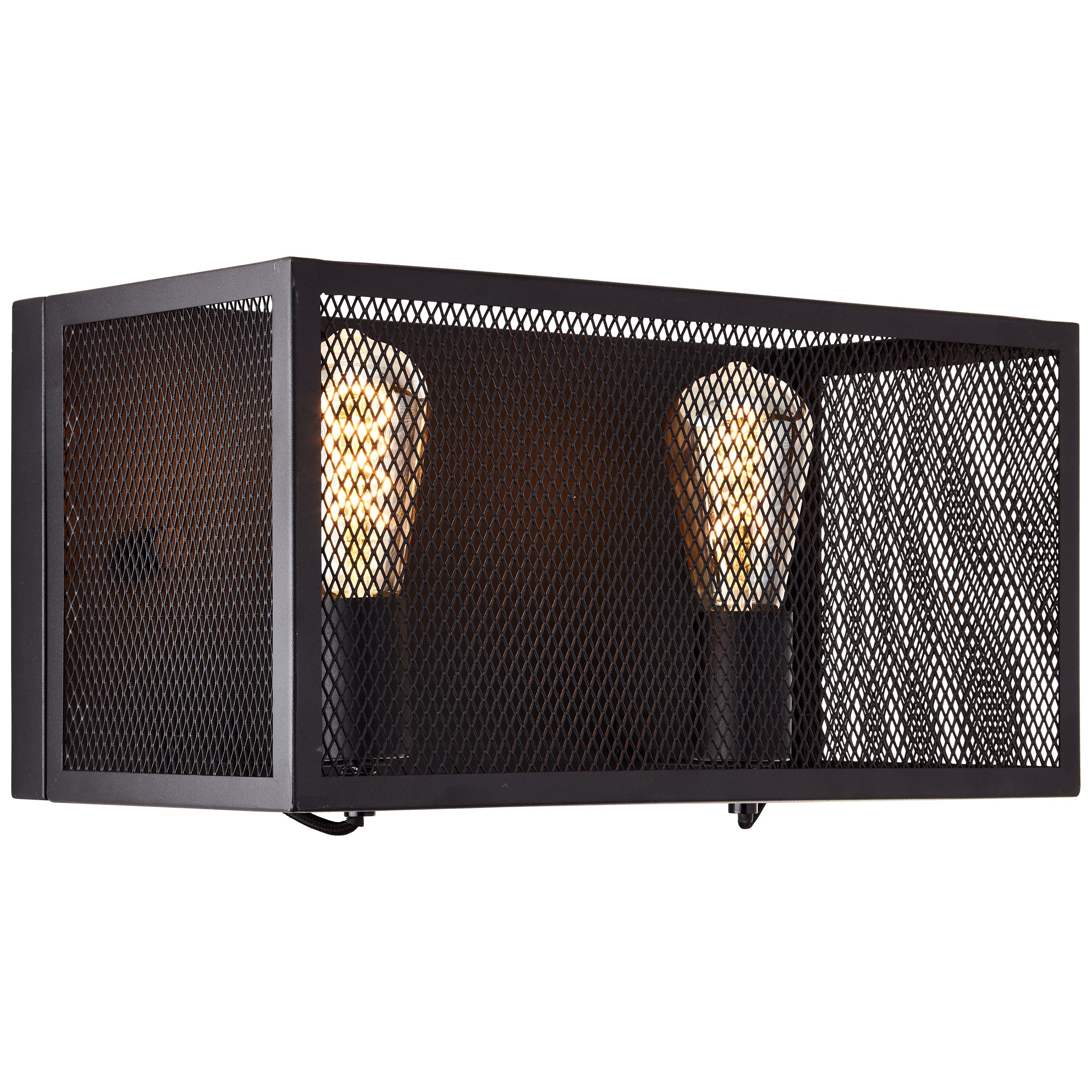 Brilliant lampa ścienna Maze z 2 źródłami światła czarny korundowy metal/czarny bambus 2x A60, E27, 40 W