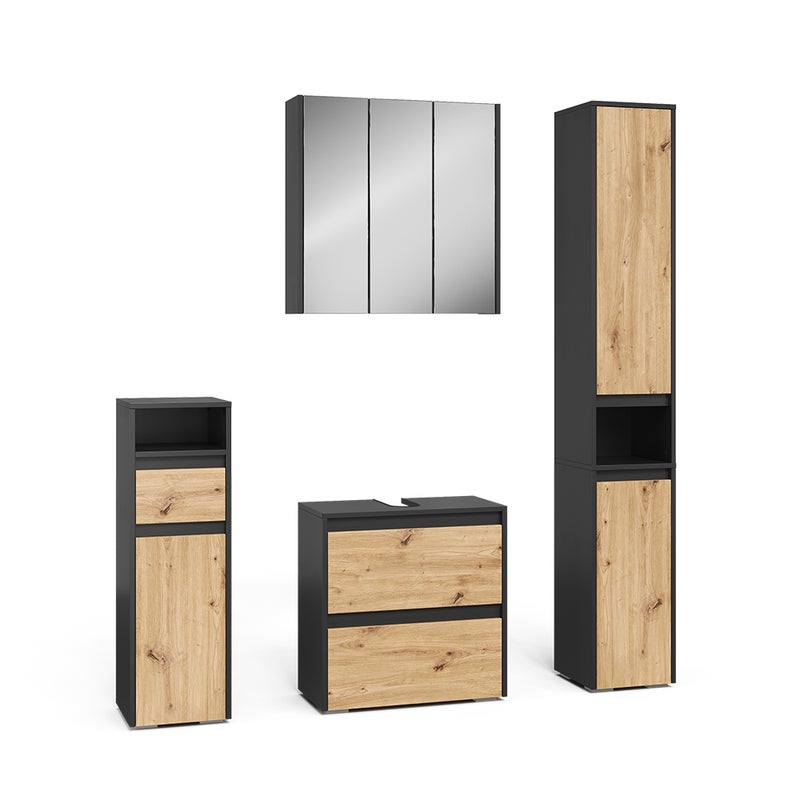 Vicco Zestaw mebli łazienkowych Majest, Antracyt/Artisan, 4 części