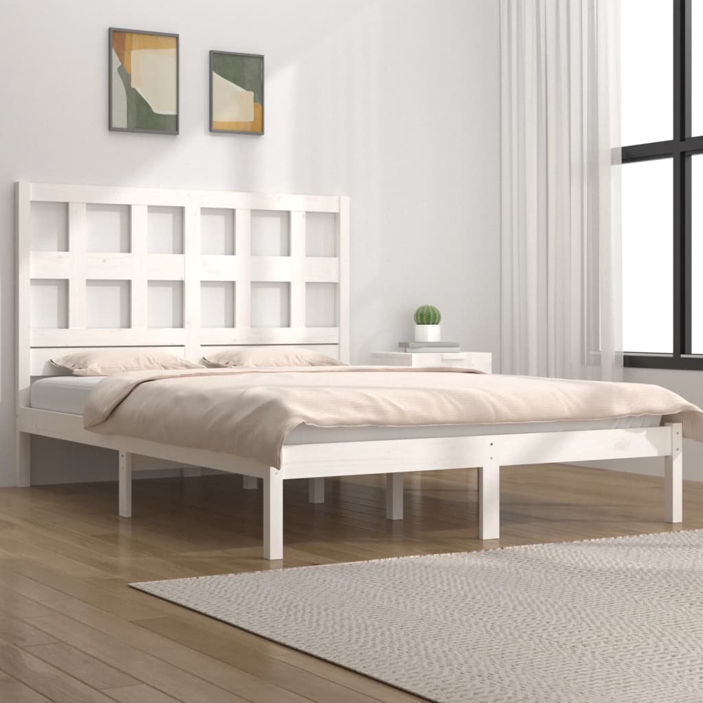 Cadre De Lit En Pin Massif 140x200 Cm - Bois Naturel Brun - Neuf