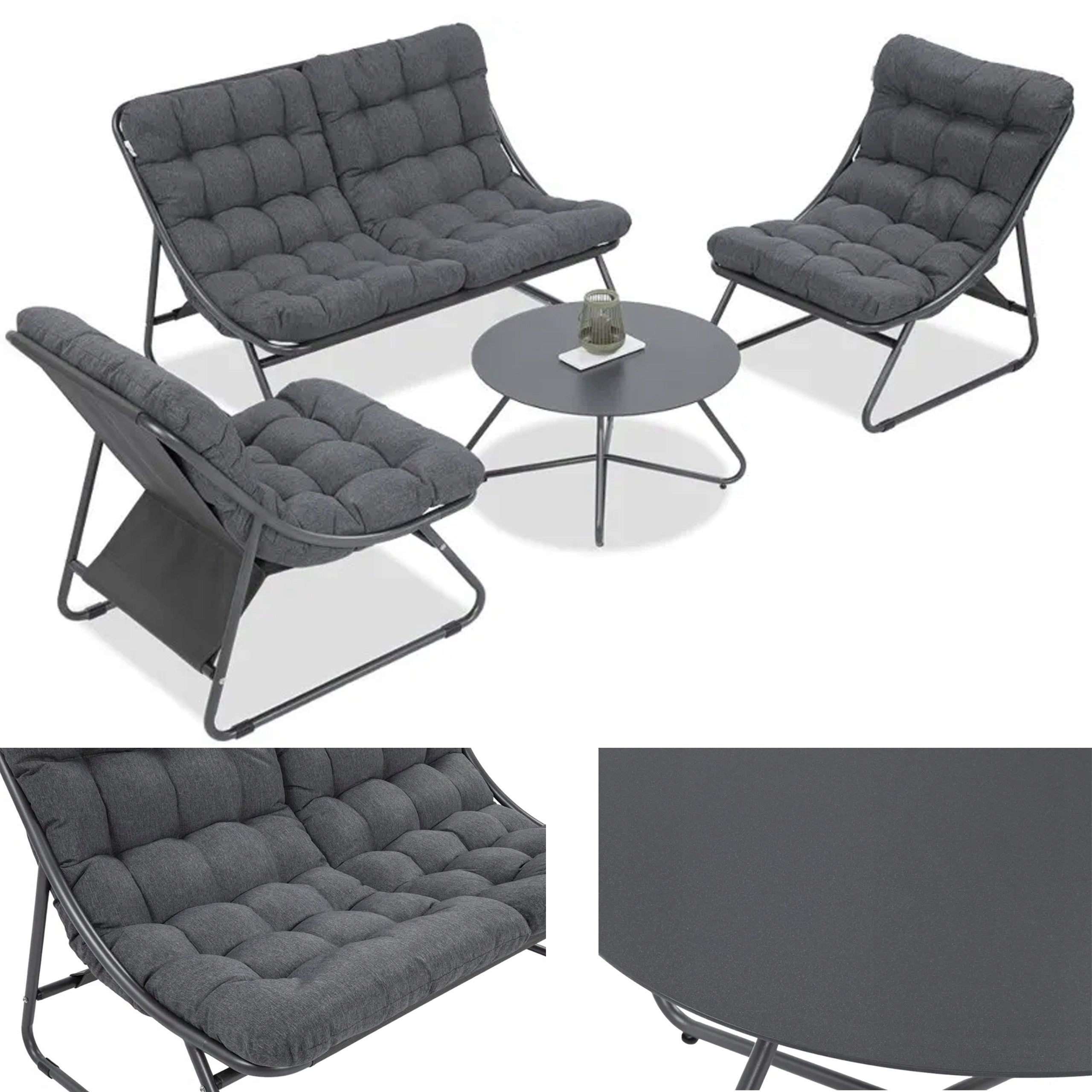 Zestaw Mebli Ogrodowych Balkon 2x Fotel Sofa Stolik VISTA na Taras Beżowy 1 szt