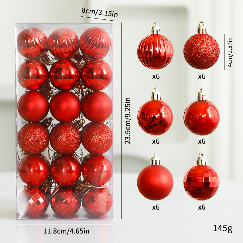 Conjunto de 36 enfeites para árvores de Natal, Conjunto de bolas de Natal, Pingentes para árvores de Natal, Presente de Natal, Decorações de Natal - 4