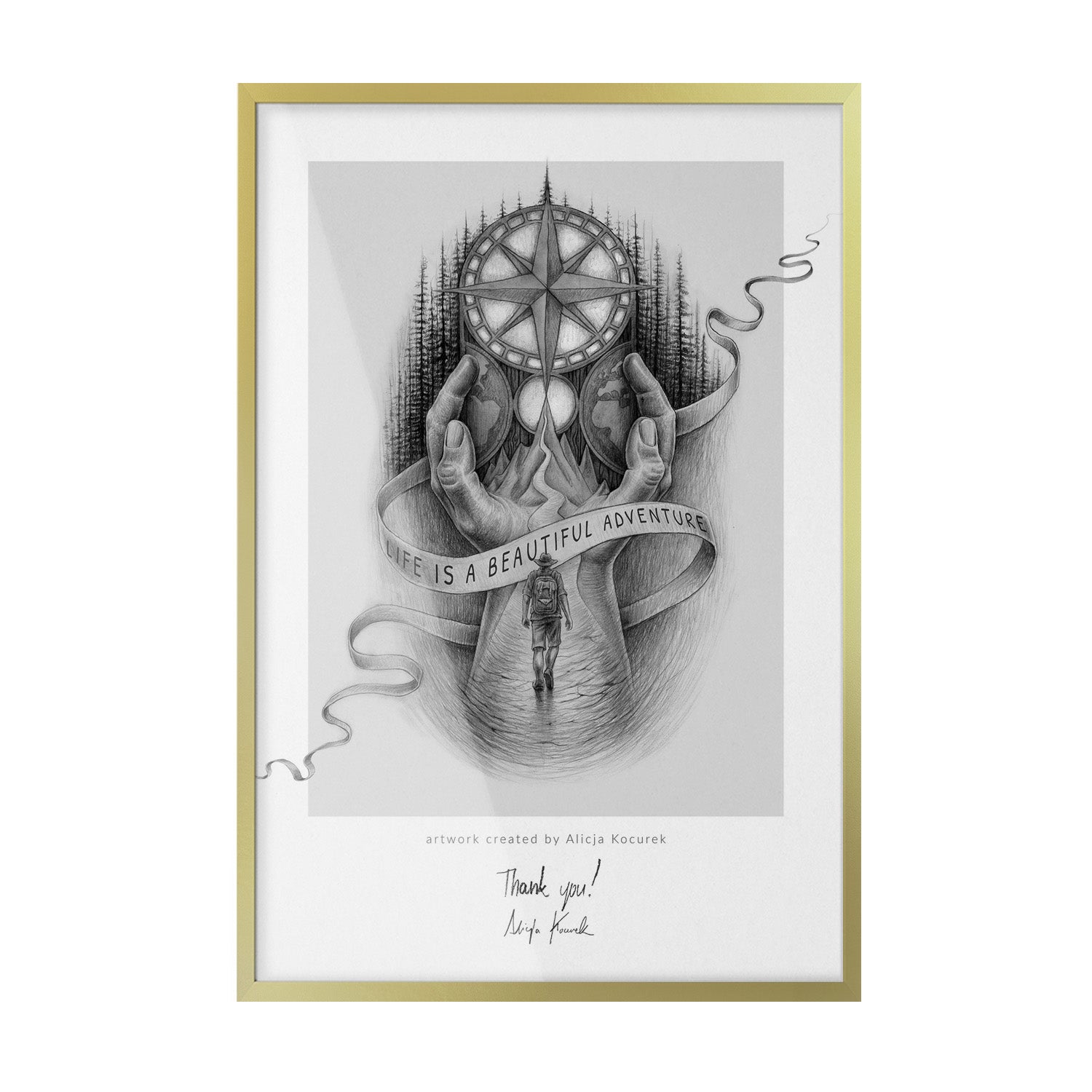 Elegancka ramka TULUP złota do obrazów i plakatów – 40x60 cm – prostokątna