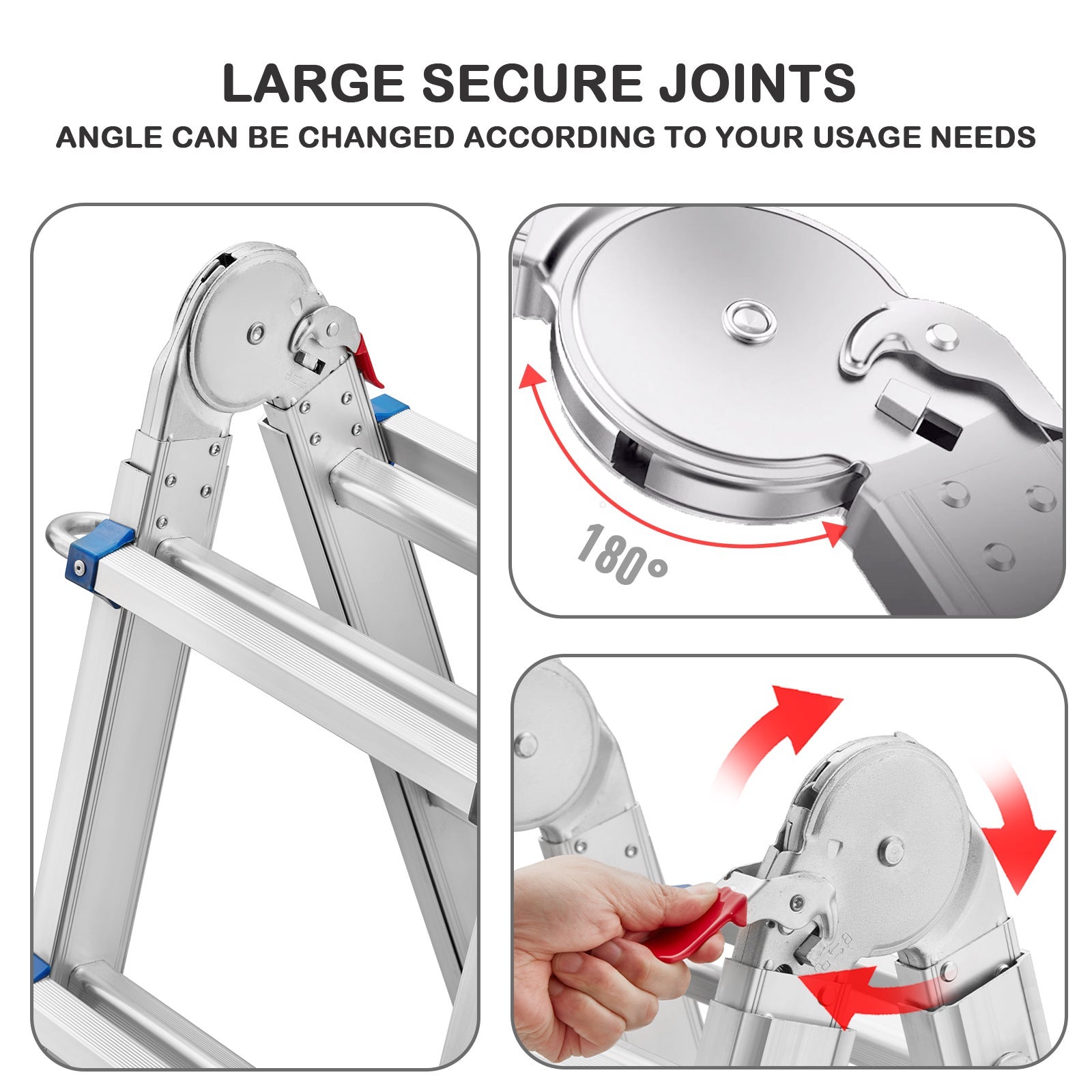 TEENO Echelle Telescopique 5,1m, Échelle Télescopique en Aluminium, Escabeau 5x5 Marches, Marchepieds Escamotables - 5