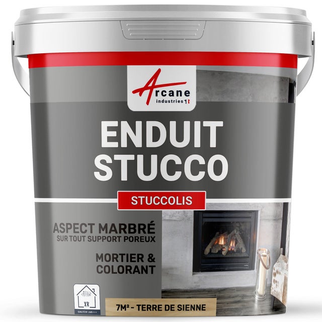 Mortier + teinte - stucco (sans primaire ni finition) - STUCCOLIS Mortier + teinte Terre De Sienne - 7 m² - ARCANE INDUSTRIES