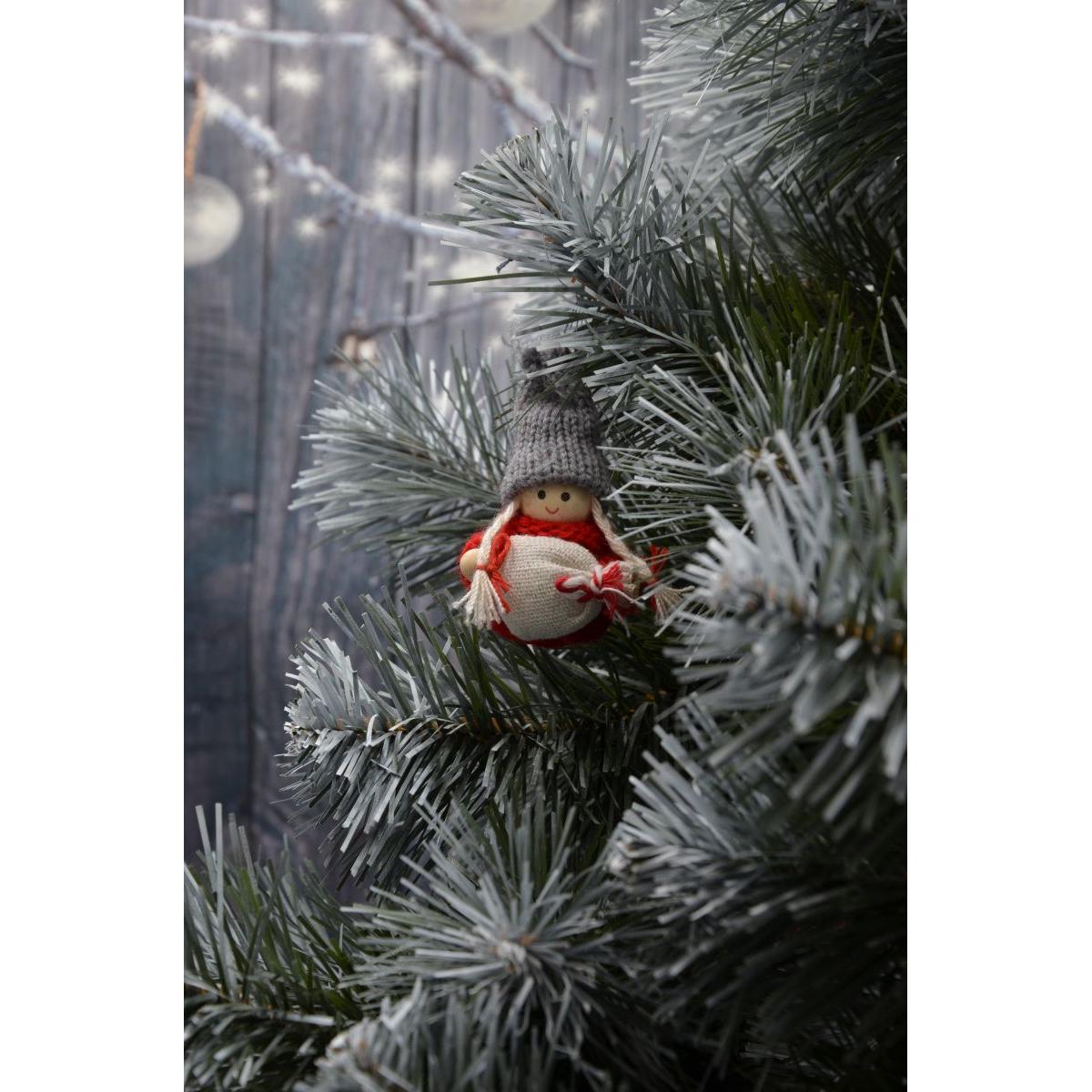 Laleczka dekoracyjna z workiem czerwona Girl 7,5 cm - 7