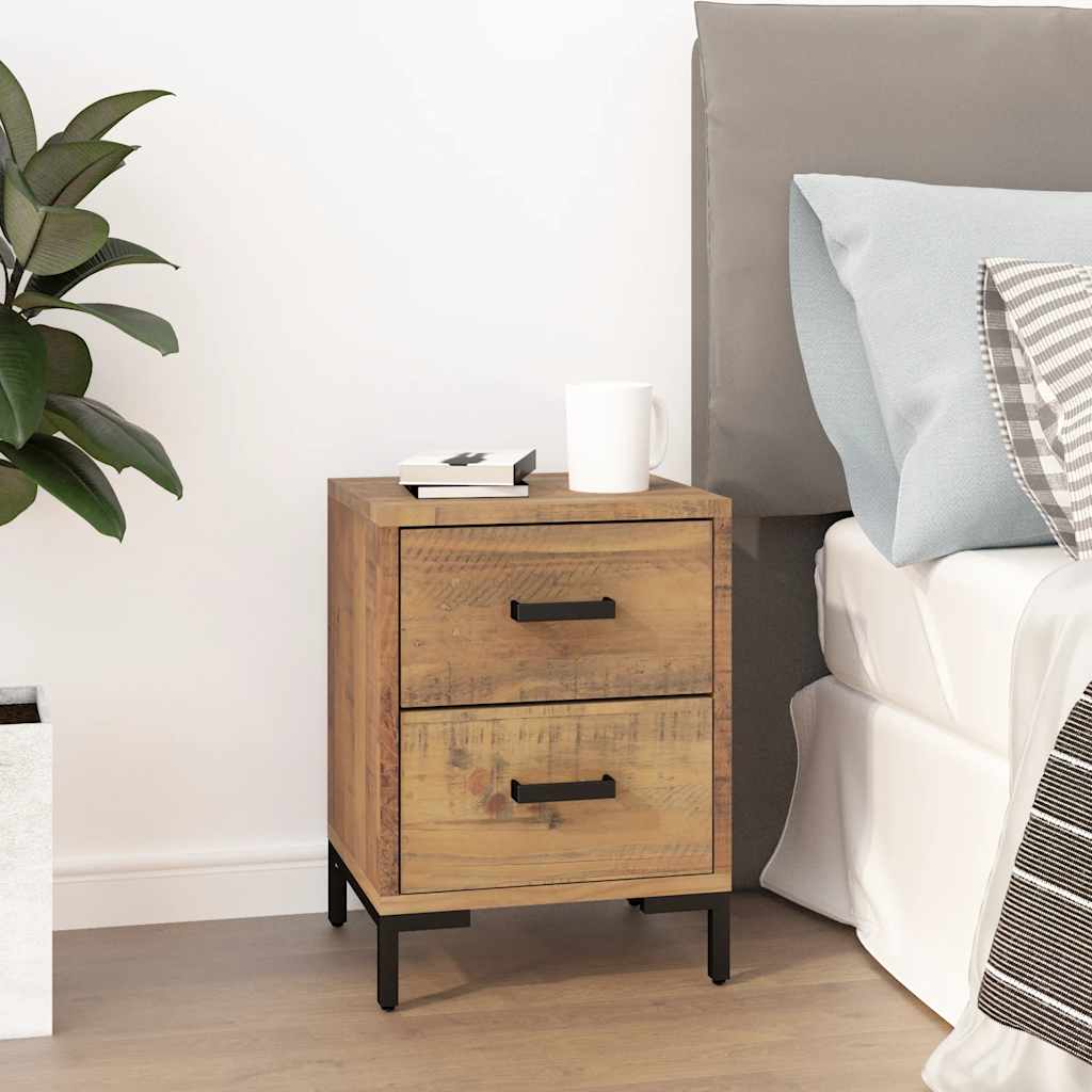 Vidaxl Mesita De Noche Madera Maciza De Pino 36X30x45 Cm Marrón , Leroy Merlin