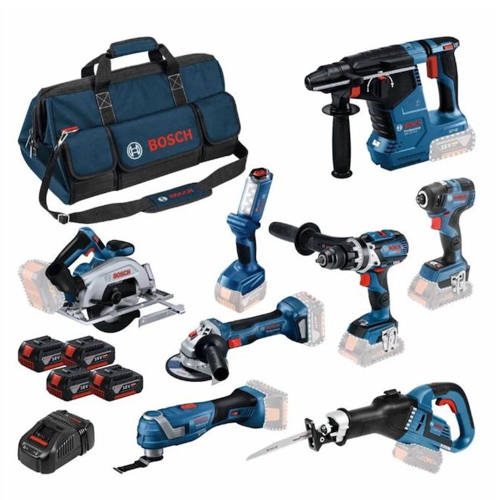 Lot de 8 machines ToolKit 18V - BOSCH - avec 4 x batterie 18V 5.0Ah ...