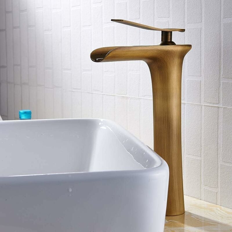 Baterie łazienkowe typu wodospad – chromowana bateria umywalkowa – bateria łazienkowa typu wodospad (góra) (czarna)