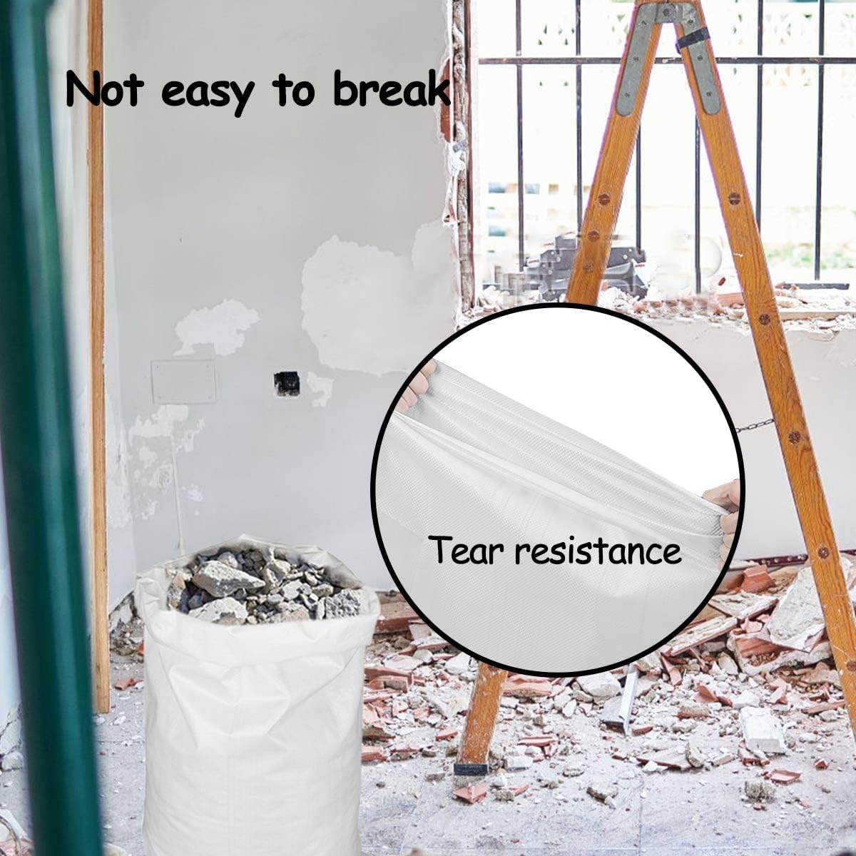 Sac à Gravats,Sac Jardinage Dechets,15 Pièces Sac de Chantier,Sac Gravats Chantier Sac Dechets 60x100 cm - 5