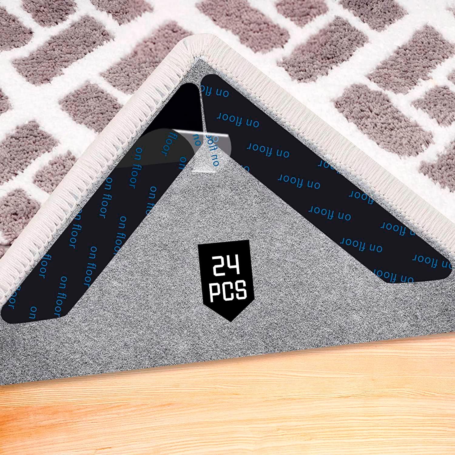 Lot De 24 Bandes Anti-dérapantes Pour Tapis – Adhésives Et Réutilisables – Noir