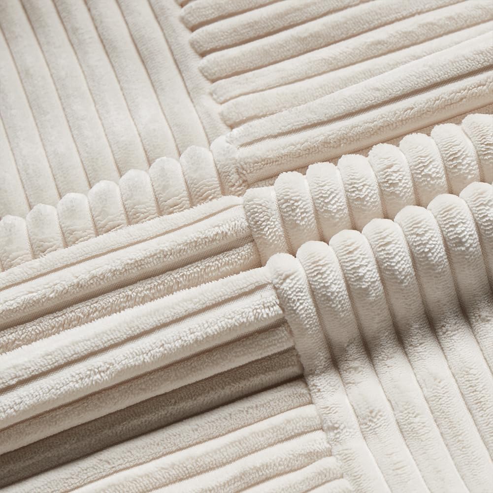 Lot de 2 Housse de Coussin 30x50cm Crème, Beige Clair Housses de Coussin en Velours Côtelé,Housse Coussin Moderne pour Canapé Chambre Lit - 4