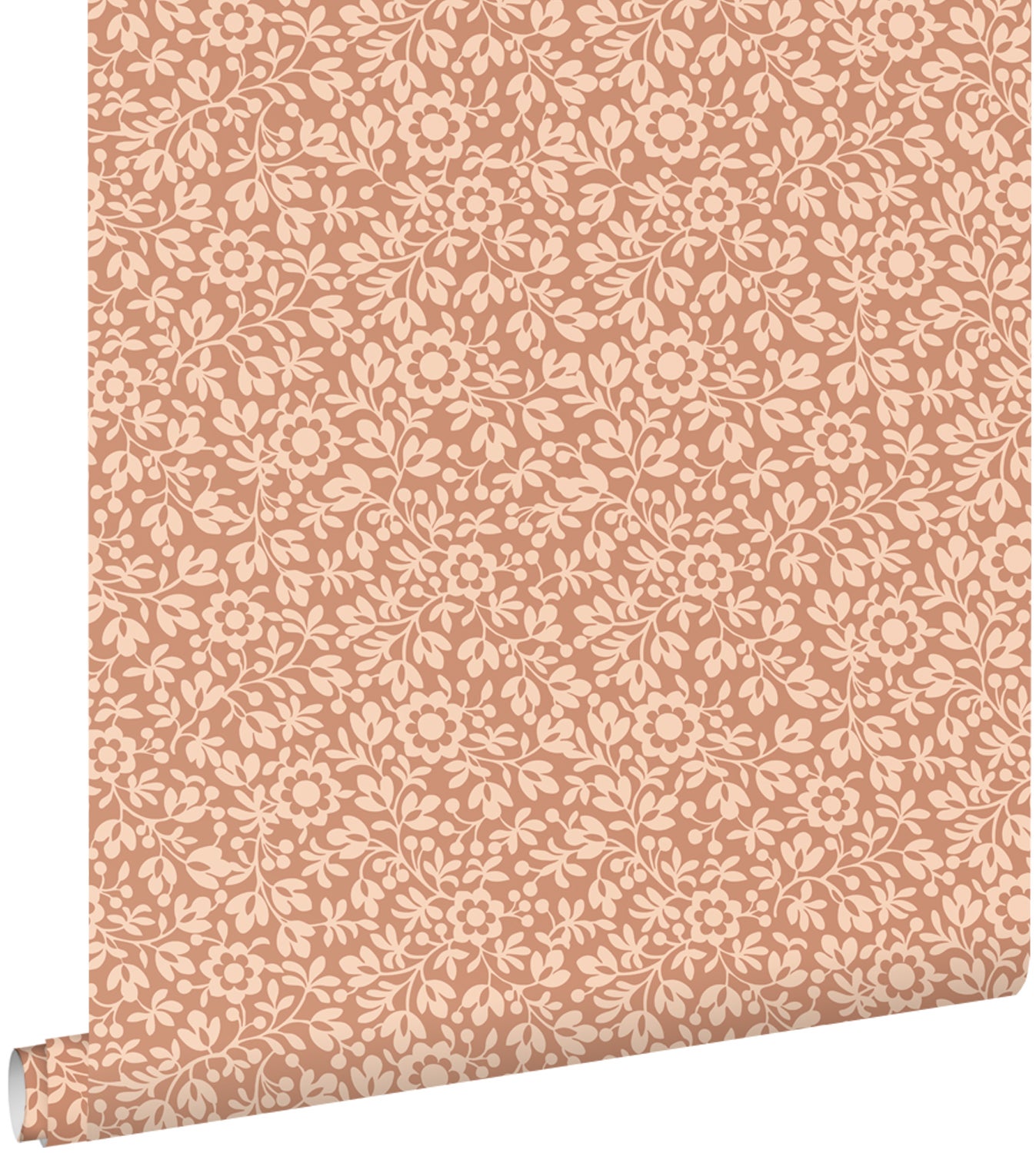 Tapeta kwiaty jasnej terakoty - 50 x 900 cm - ESTAHOME