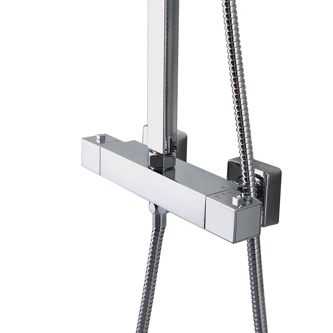 Columna de ducha termostática cuadrada acabado cromo - 4