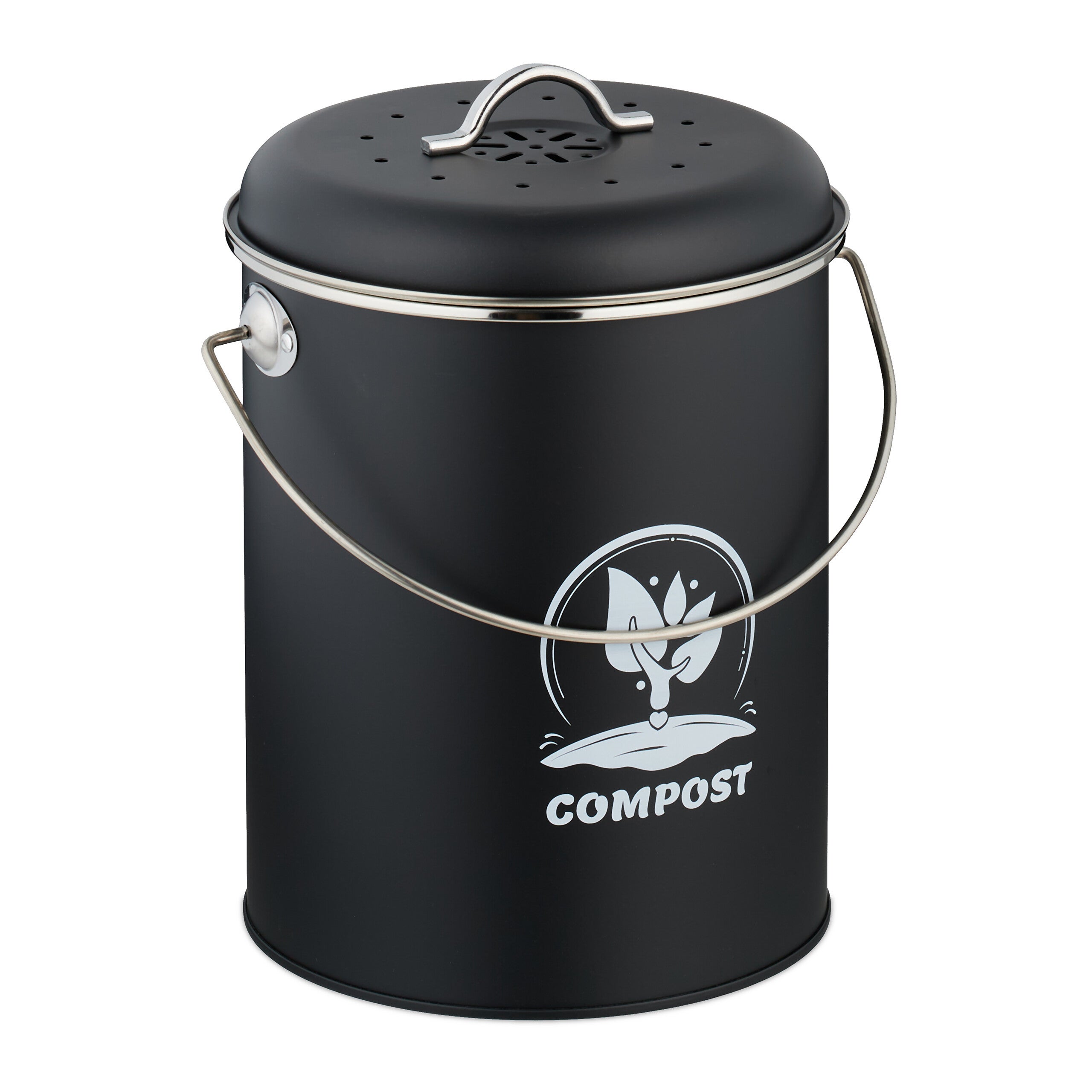 Relaxdays Cestino Sospeso 5L Per Cucina – Porta Umido Da Sportello Con Pulsante Push