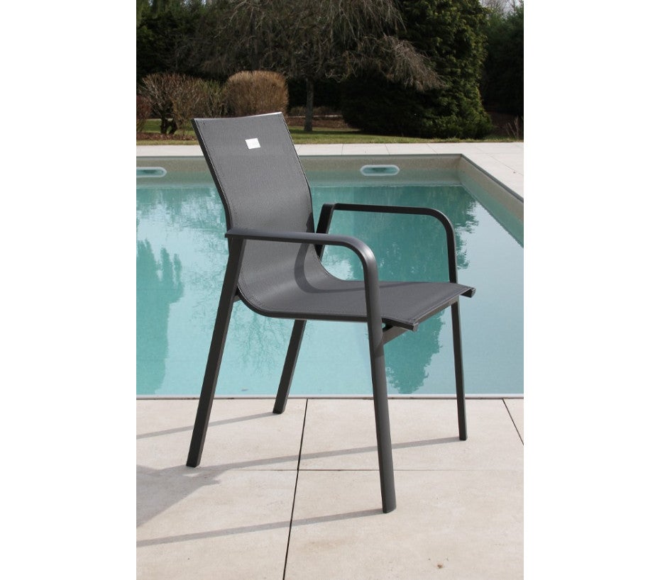 Ensemble table et chaises de jardin - 8 places - Gris Anthracite - GUETHARY - 5
