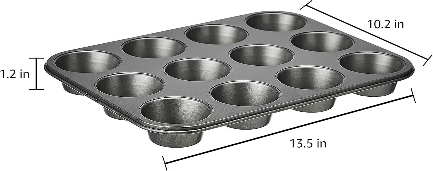 ASelected 2 Teglie Per Muffin In Acciaio Al Carbonio – 24 Cavità Totali (12+12), Rivestimento Antiaderente, Dimensioni 35,3x26,2 Cm, Resistenti Al Calore Fino A 232°C - 4