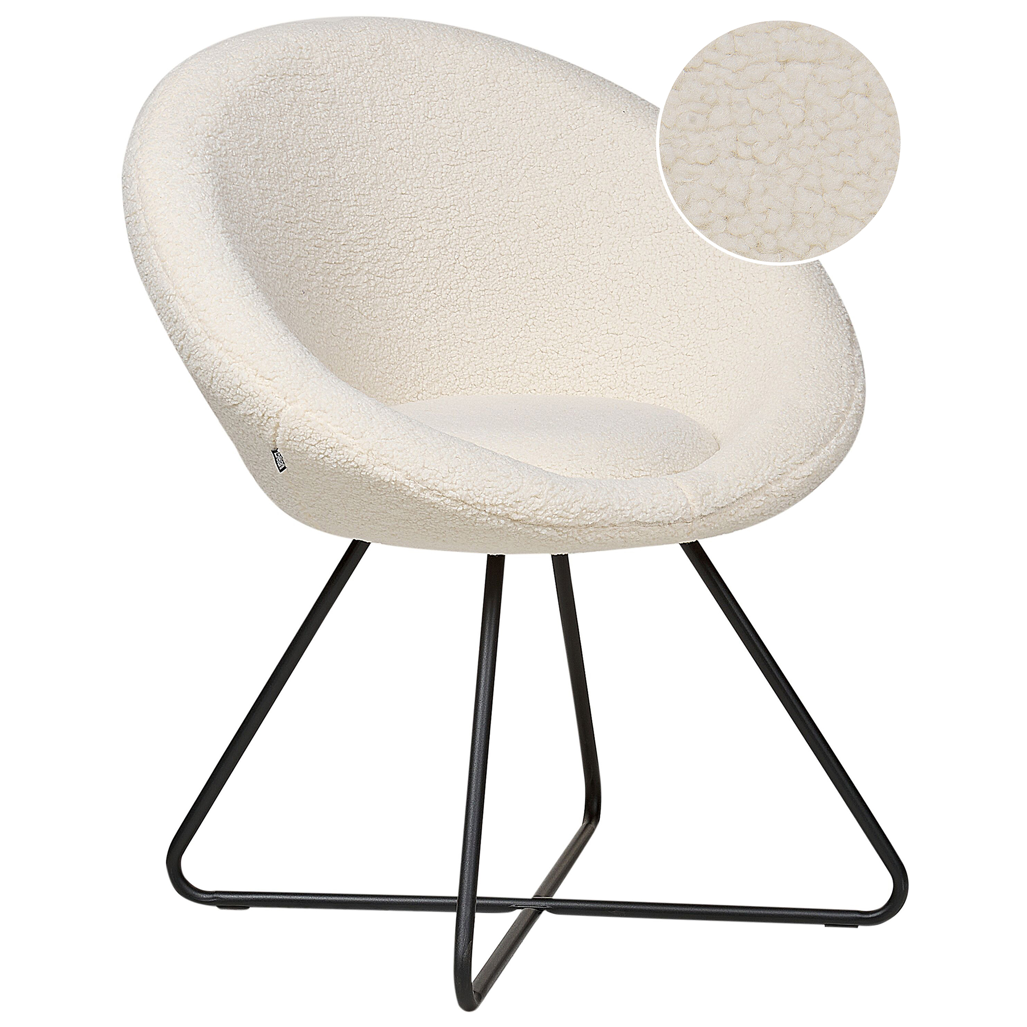 Chaise de salle à manger Bouclé Noir cadre acier confortable | NOVA