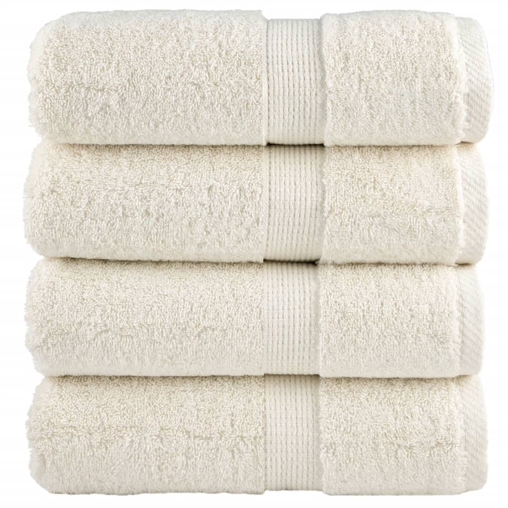 Lot De 4 Tapis Gitans Lavables - Qualité Supérieure - Crème/Béige Antidérapant - Design Ovale - Neuf Avec Étiquettes