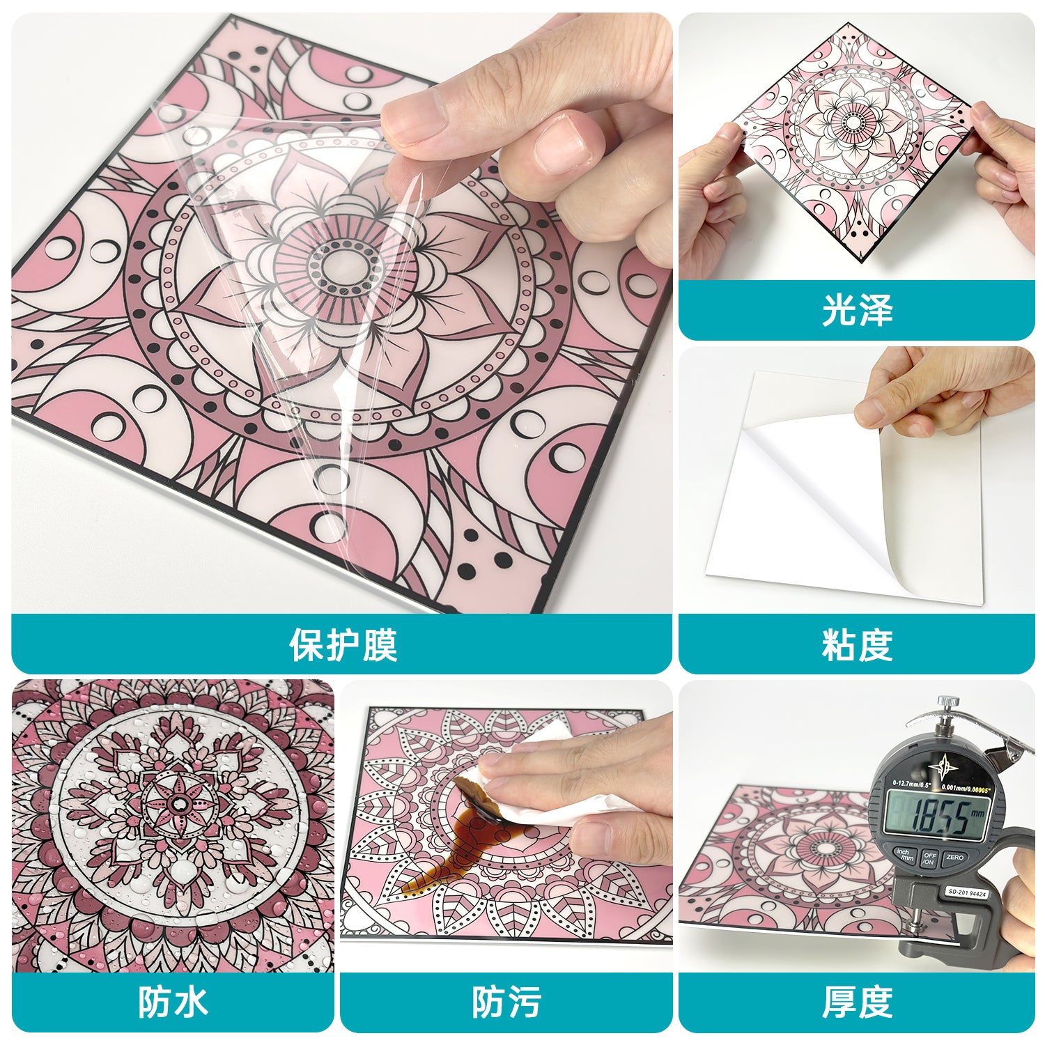 Lot de 12 panneaux muraux 3D autocollants, Crédence adhésive, Autocollants décoratifs, Imperméables et résistants à la chaleur, 15 cm x 15 cm - 7