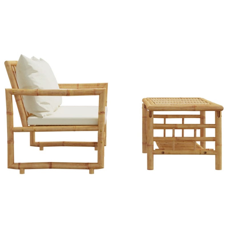 Salon de jardin 2 pcs avec coussins bambou - 5