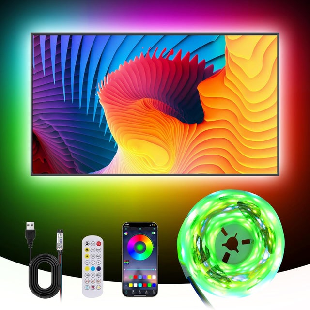 Ruban LED 5M, Rétroéclairage LED TV for 65 à 75 pouces TV avec intelligent APP et 2.4G RF Télécommande, Synchroniser avec la Musique