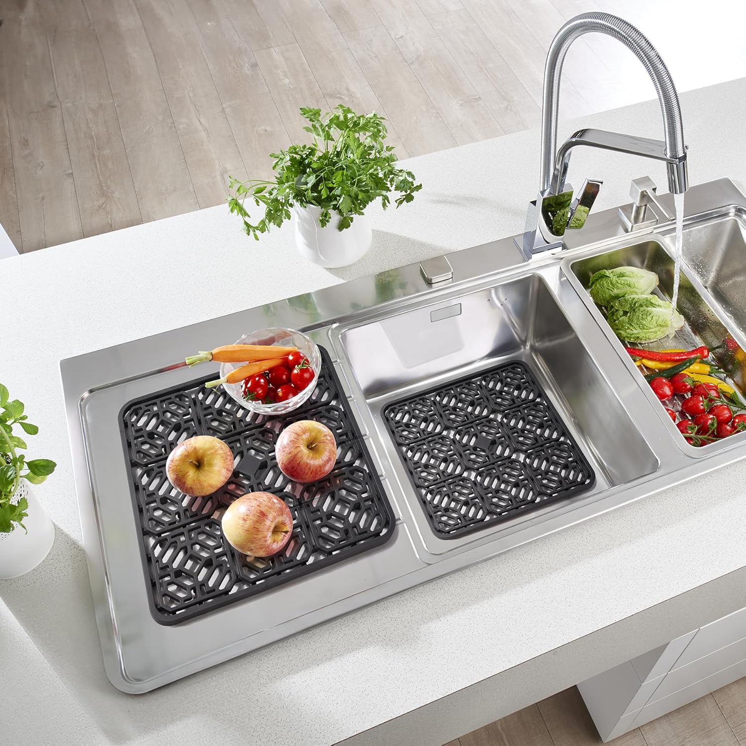 Tappetino In Silicone Per Lavello Cucina - Antiscivolo, Resistente Al Calore, Grigio 30.5x30.5 Cm