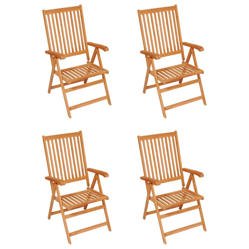 Chaises de jardin 4 pcs avec coussins rouge Bois de teck massif - 2