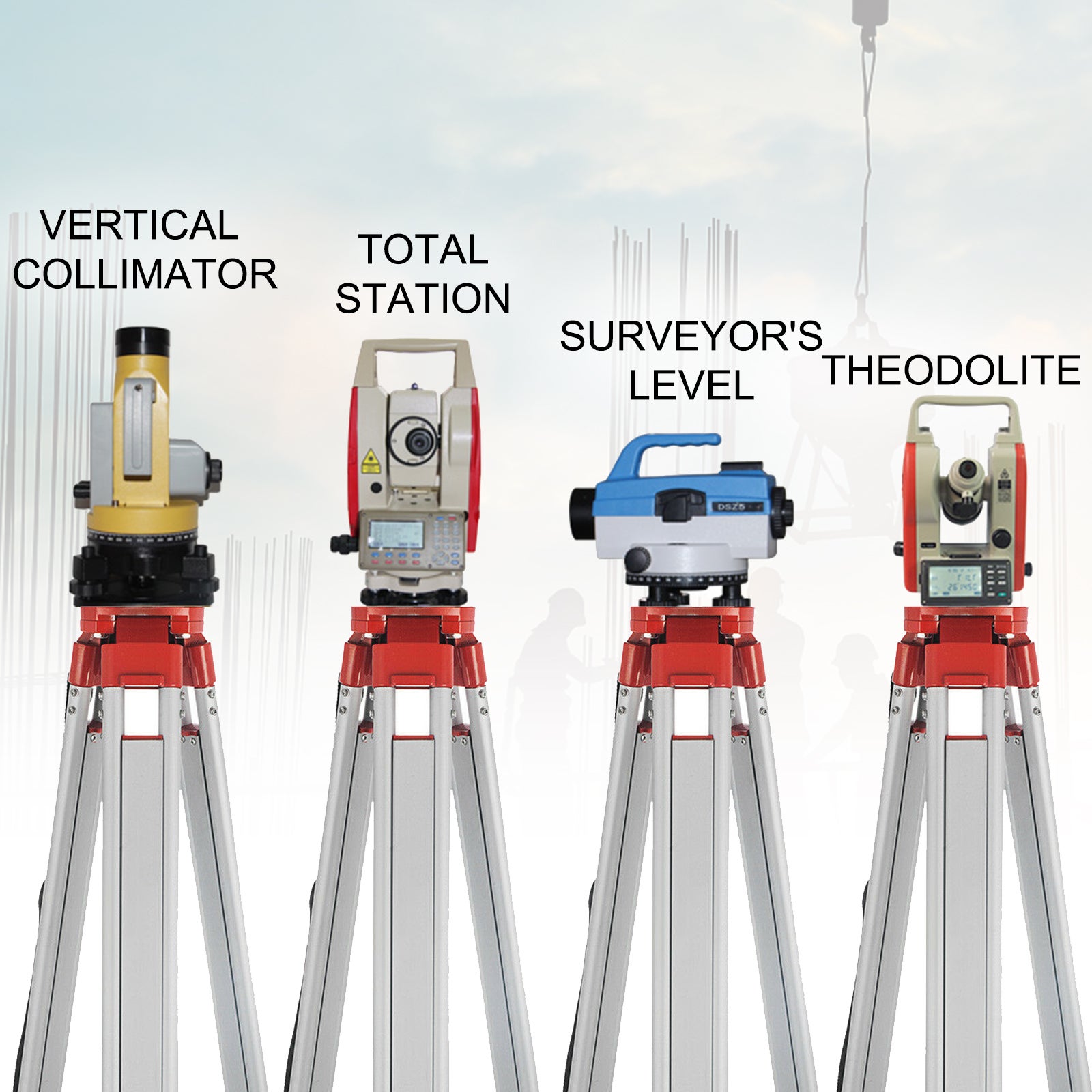 Kit de Trépied et Mire VEVOR pour Niveau Laser Rotatif, Fermé Léger Universel Trépied 165 cm + 5 m Règle Télescopique, pour Laser Ligne Arpentage - 6