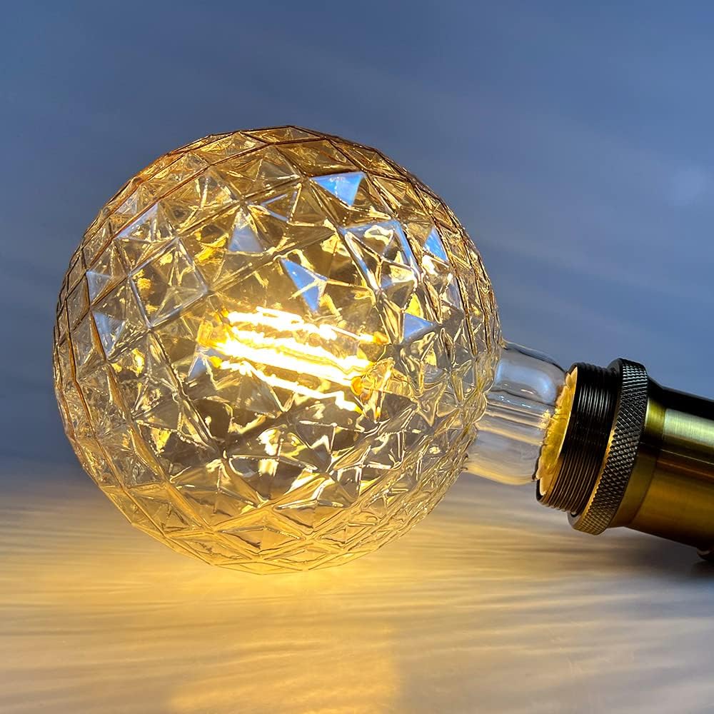 Ampoules LED Vintage 4W Blanc Chaud 2700Kelvin Big Globe Cristal Ampoule LED 220/240V Edison Vis E27 Base Spécialité Ampoule Décorative G125 (Crystal) - 2