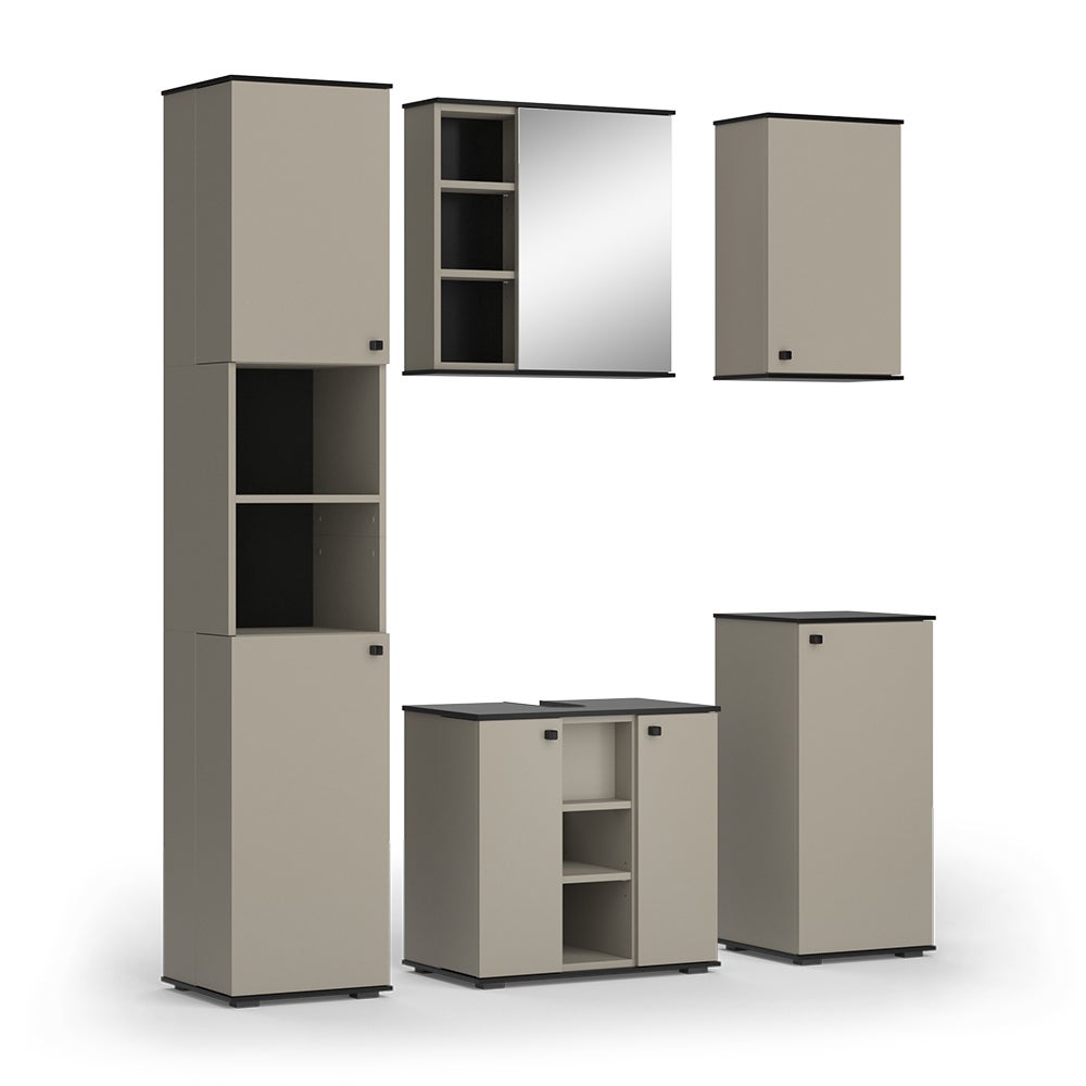 Vicco Zestaw mebli łazienkowych Joli, Szary, 5 części